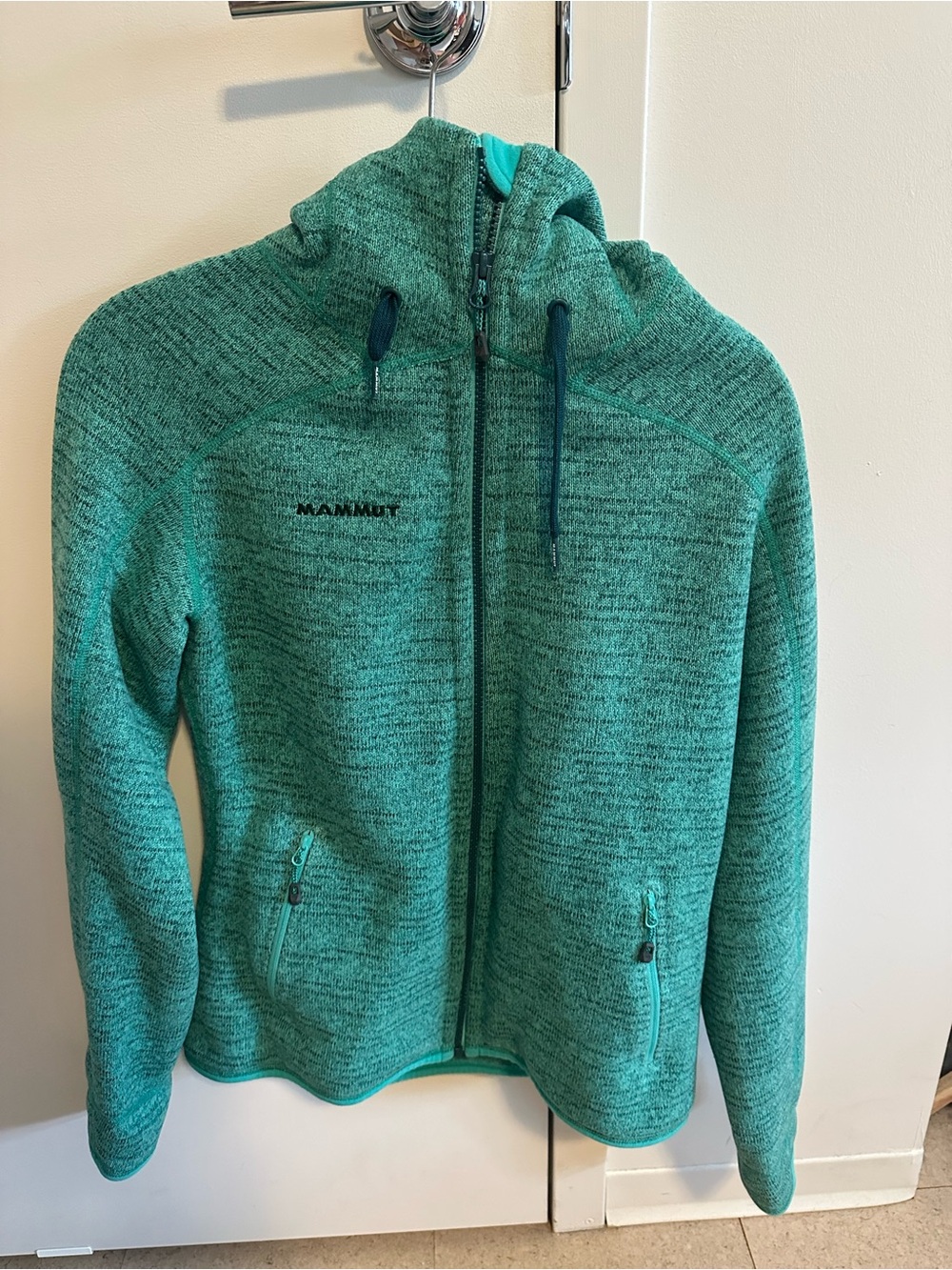Mammut Teal Green Hooded Full-Zip Fleece Jacket